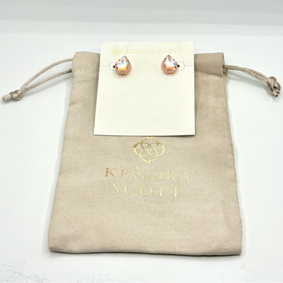 Kendra Scott Tessa Dichroic Glass Rose Gold Stud Earrings - Picture 2 of 8